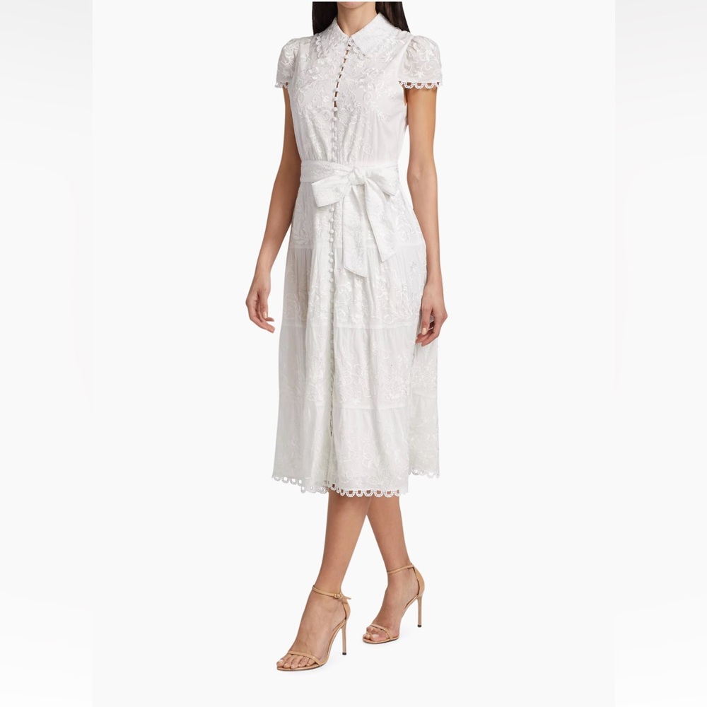 Size 6 Alice + Olivia  Vannessa Belted Midi Shirtdress Retails $595